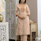 Skylee Brown Cotton Embroidered Straight Kurta with Pant & Dupatta