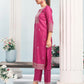Silk Blend Embroidered Straight Kurta with Pant & Dupatta