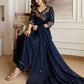 Affordable Blue Cotton Embroidered Anarkali Kurti Set