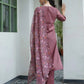 Silk Blend Embroidered Straight Kurta with Pant & Dupatta