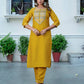 Yellow Silk Sequence Embroidered Straight Kurta Set with Pant and Dupatta – Elegant Wedding & Festive Wear for Women