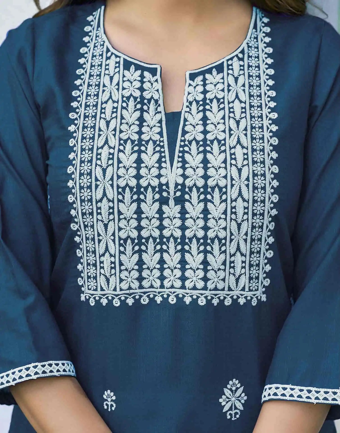 Cotton Embroidered Straight Kurti