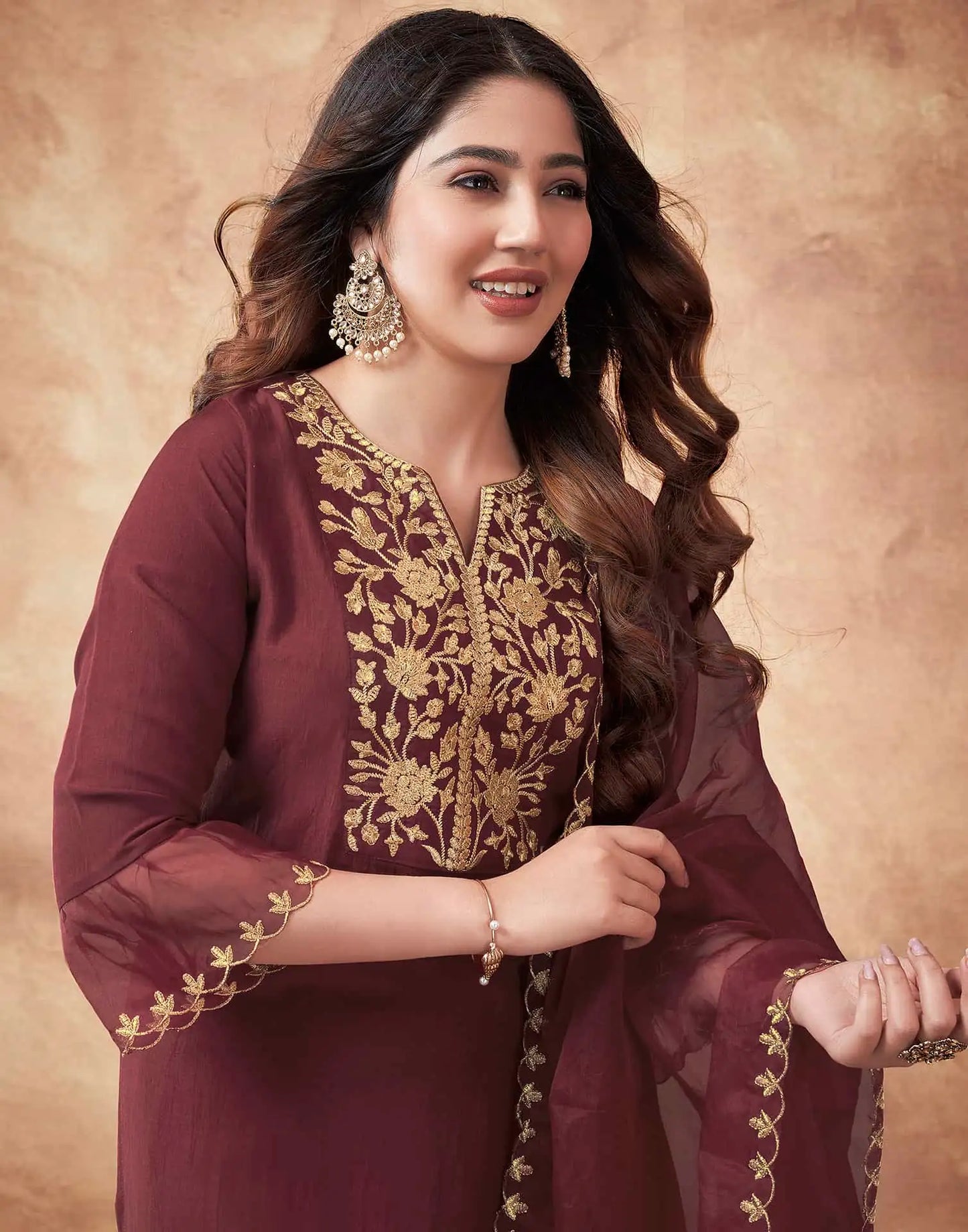 Maroon Affordable Festive Kurta Set for Women