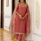 Cotton Blend Sequence, Embroidery and Lace Straight Kurta with Pant & Dupatta