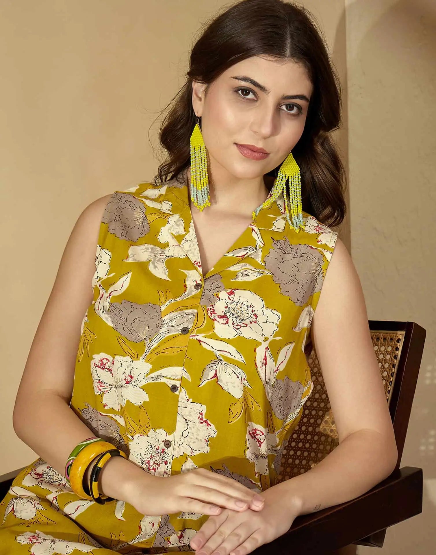 Skylee Rayon Printed V-Neck Co-ord Set For Woman