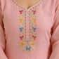 Pink Georgette Embroidered Kurta Set with Pant & Dupatta