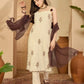Beige Cotton Embroidered Straight Kurta Set with Pant & Dupatta Affordable Square Neck Ethnic Kurti for Casual