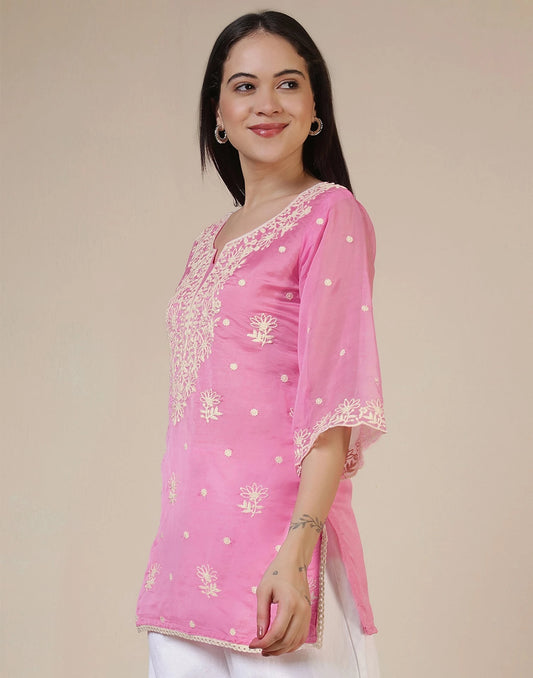 Silk Embroidered Straight Kurti