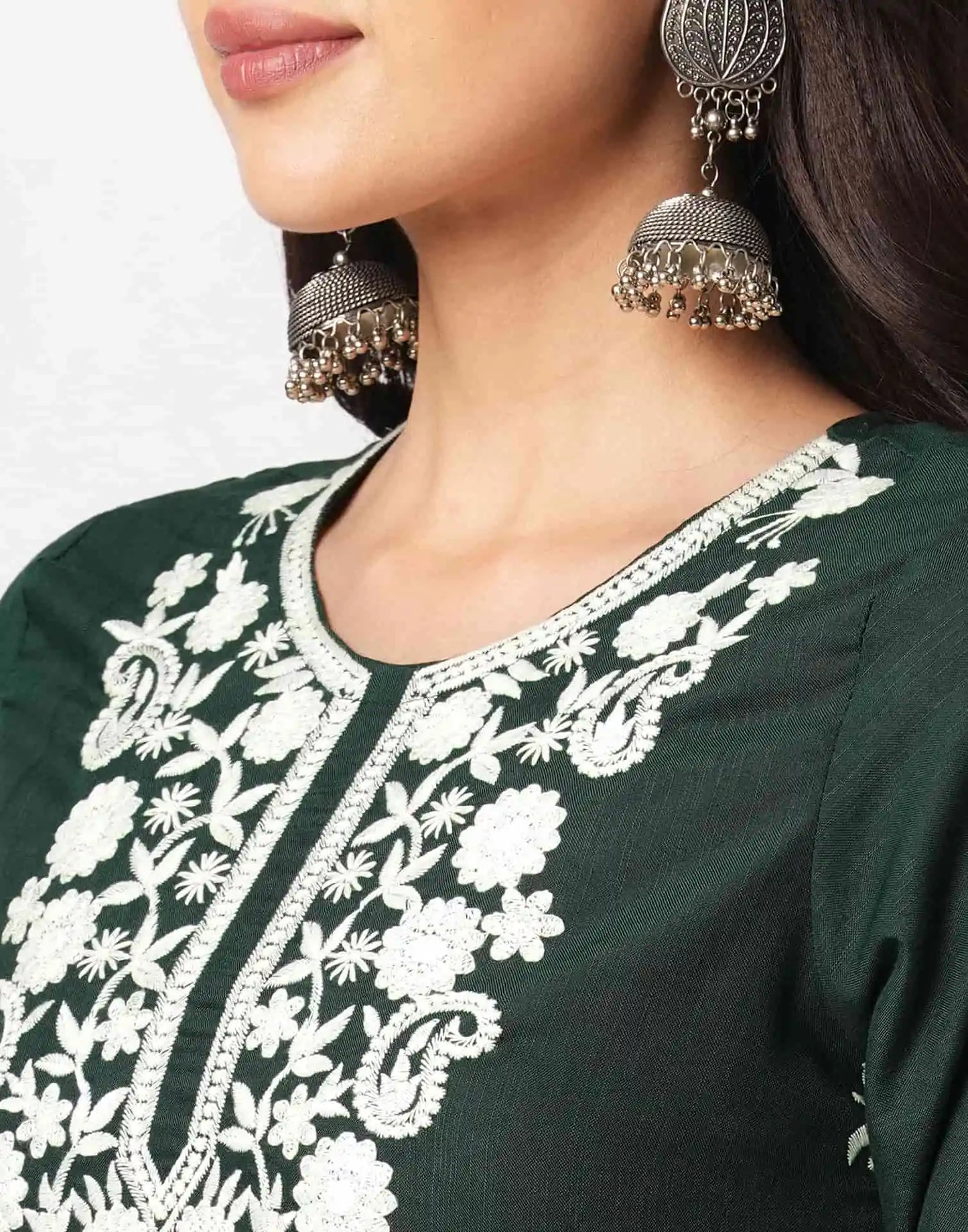 Cotton Embroidered Straight Kurti