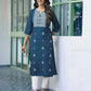 Cotton Embroidered Straight Kurti