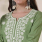 Rayon Chikankari Straight Round Neck Short Kurti