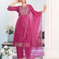 Silk Blend Embroidered Straight Kurta with Pant & Dupatta