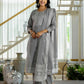 Grey Cotton Woven Straight Kurta Set with Pant & Dupatta under 1250