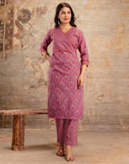 Skylee Viscose Rayon Floral Print Straight 3 Piece Kurta Set For Woman