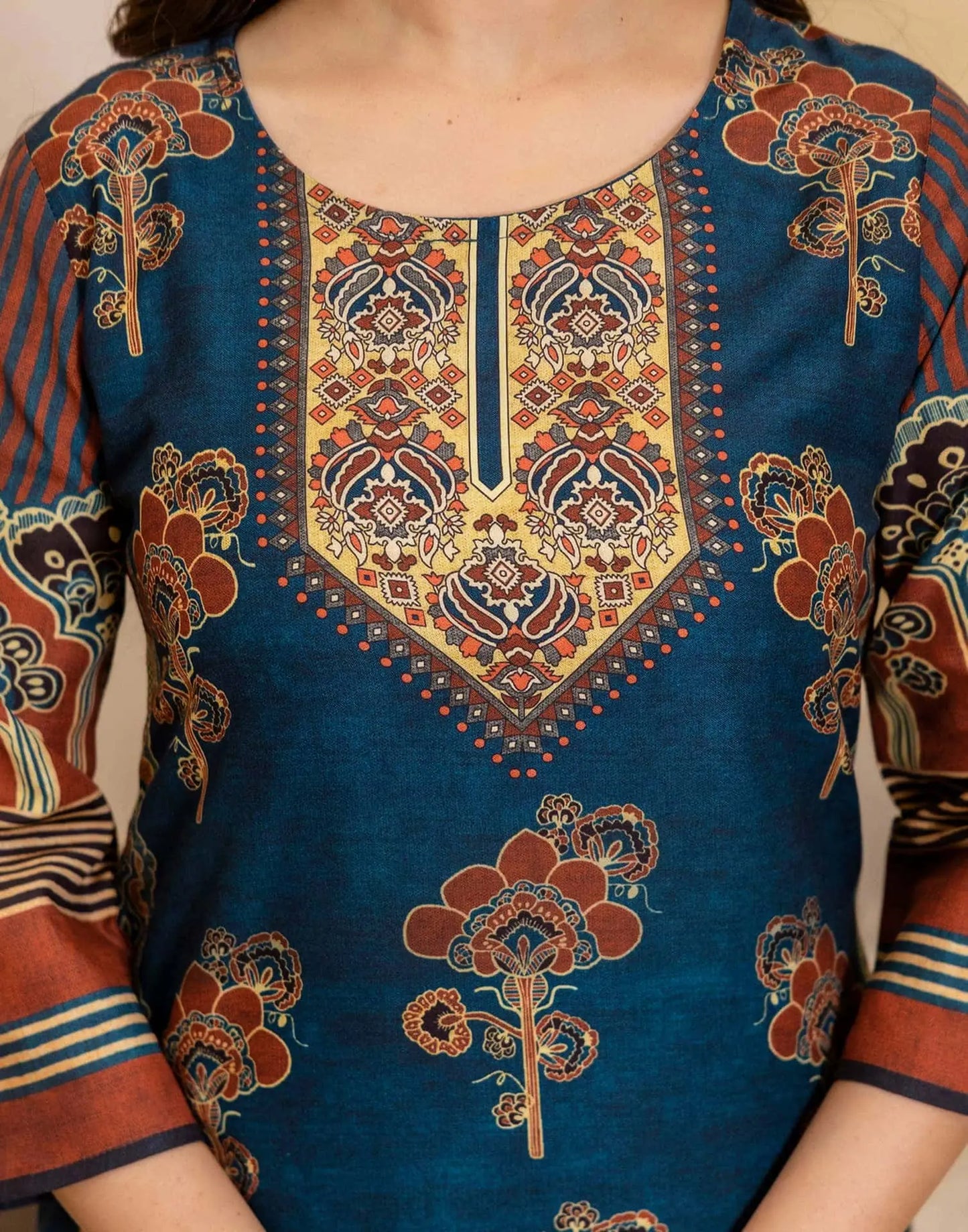 Cotton Printed Straight Kurta with Pant & Dupatta