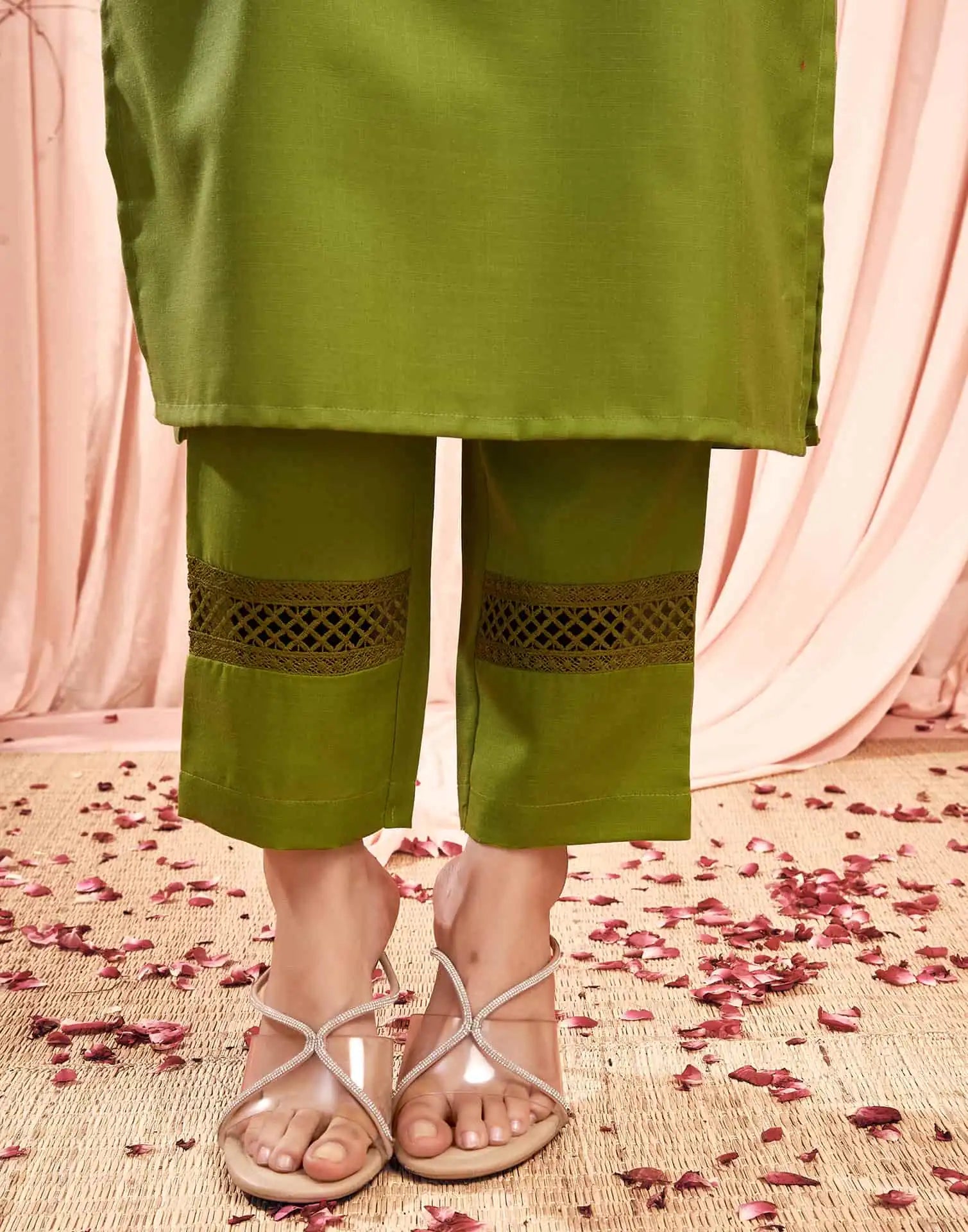 Embroidered Sequence Straight Kurta Set for Women Festive Wear