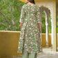 Cotton Anarkali Printed Round Neck Kurta with Pant & Dupatta