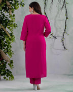 Skylee Silk Blend Embroidered Straight 3 Piece Kurta Set For Woman