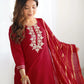 Cotton Blend Sequence, Embroidery and Lace Straight Kurta with Pant & Dupatta