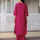 Pink Silk Kurta Set for Women, Embroidered Silk Kurta Set