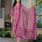 Cotton Printed Straight V-Neck Kurta with Pant & Dupatta