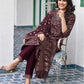 Wine Affordable Festive Foil Print Kurta Set Women