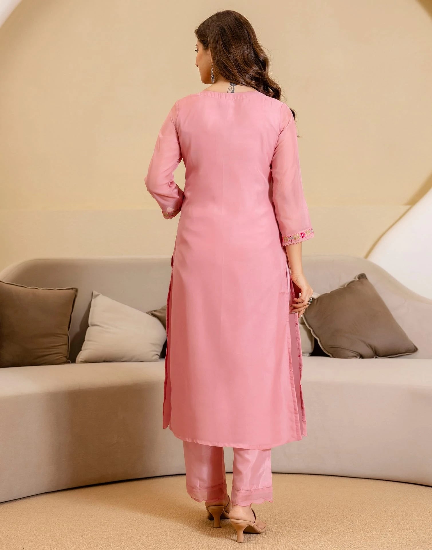 Skylee Silk Embroidered Straight Kurta with Pant & Dupatta for Women