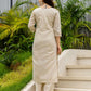 Silk Blend Embroidered Straight Kurta with Pant & Dupatta