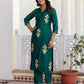 Green Cotton Printed Straight Kurta Set with Pant & Dupatta for Women
