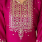 Affordable Pink Silk Embroidered Straight Kurta Set Round Neck Silk Embroidery Work Kurti with Patiala & Dupatta