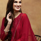 Maroon Rayon Straight Kurta Set with Sequence Embroidery under 1000