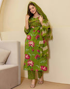 Cotton Printed Straight Kurta with Pant & Dupatta