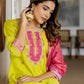 Yellow Silk Embroidered Straight Kurta Set with Pant & Dupatta under 1299 