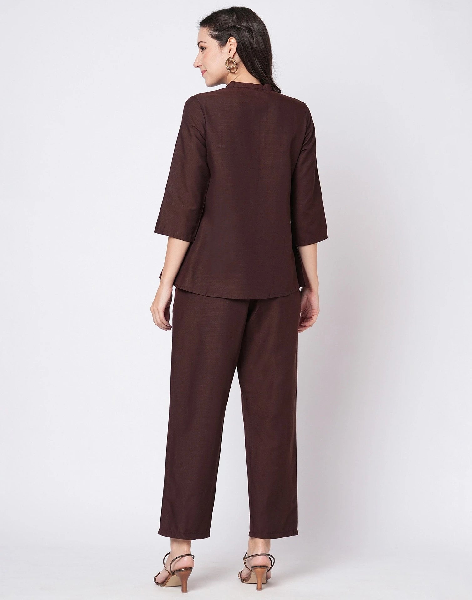 Affordable Maroon embroidered co-ord set