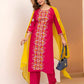 Cotton Blend Embroidered Straight Kurta with Pant & Dupatta