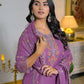 Shimmer Chiffon Straight Embroidery Round Neck Kurta with Pant & Dupatta