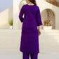 Affordable Purple Silk Embroidered Straight Kurta Set under 1299