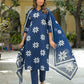 Cotton Straight Printed V-Neck Kurta with Pant & Dupatta