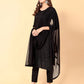Black Rayon Straight Kurta Set with Sequence Embroidery under 1000