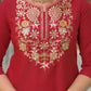 Rayon Embroidered Round Neck Straight Kurta with Pant & Dupatta