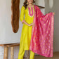 Yellow Silk Embroidered Straight Kurta Set with Pant & Dupatta under 1299 