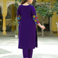 Silk Straight Embroidery V-Neck Kurta with Pant & Dupatta