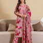 Cotton Floral Printed Straight Kurta with Pant and Dupatta for Women