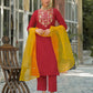 Rayon Embroidered Round Neck Straight Kurta with Pant & Dupatta
