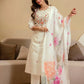Off White Silk Blend Embroidered Straight Kurta Set for Women with Pant and Dupatta