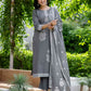 Grey Cotton Woven Straight Kurta Set with Pant & Dupatta under 1250 
