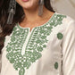 Rayon Chikankari Straight Round Neck Short Kurti