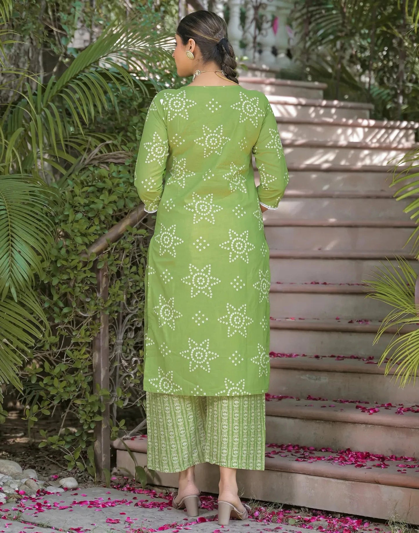 Cotton Embroidered V-Neck Straight Kurta with Pant & Dupatta