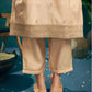 Skylee Beige silk sequence embroidered round neck kurta set with pant and dupatta