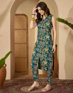 Skylee Rayon Printed V-Neck Co-ord Set For Woman